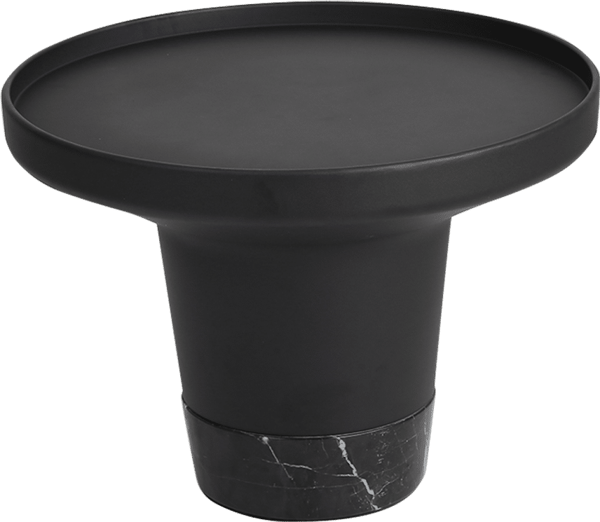 Poller Coffee Table - Black,  Black Marble Base, Medium Black Marble/Black image.