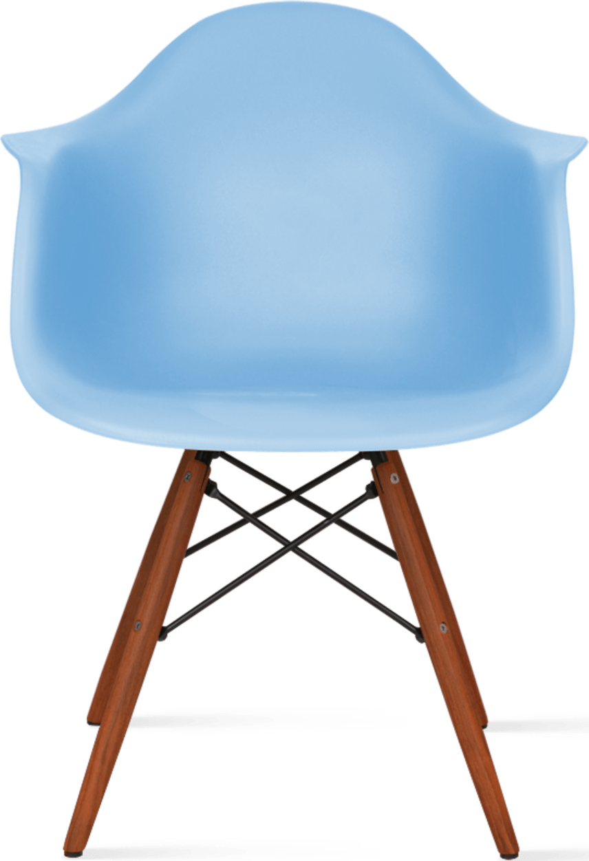 DAW Style Plastic Dining Chair Light Blue/Dark Wood image.