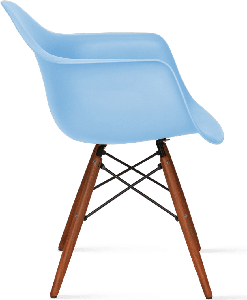 Chaise à manger en plastique de style DAW Light Blue/Dark Wood image.