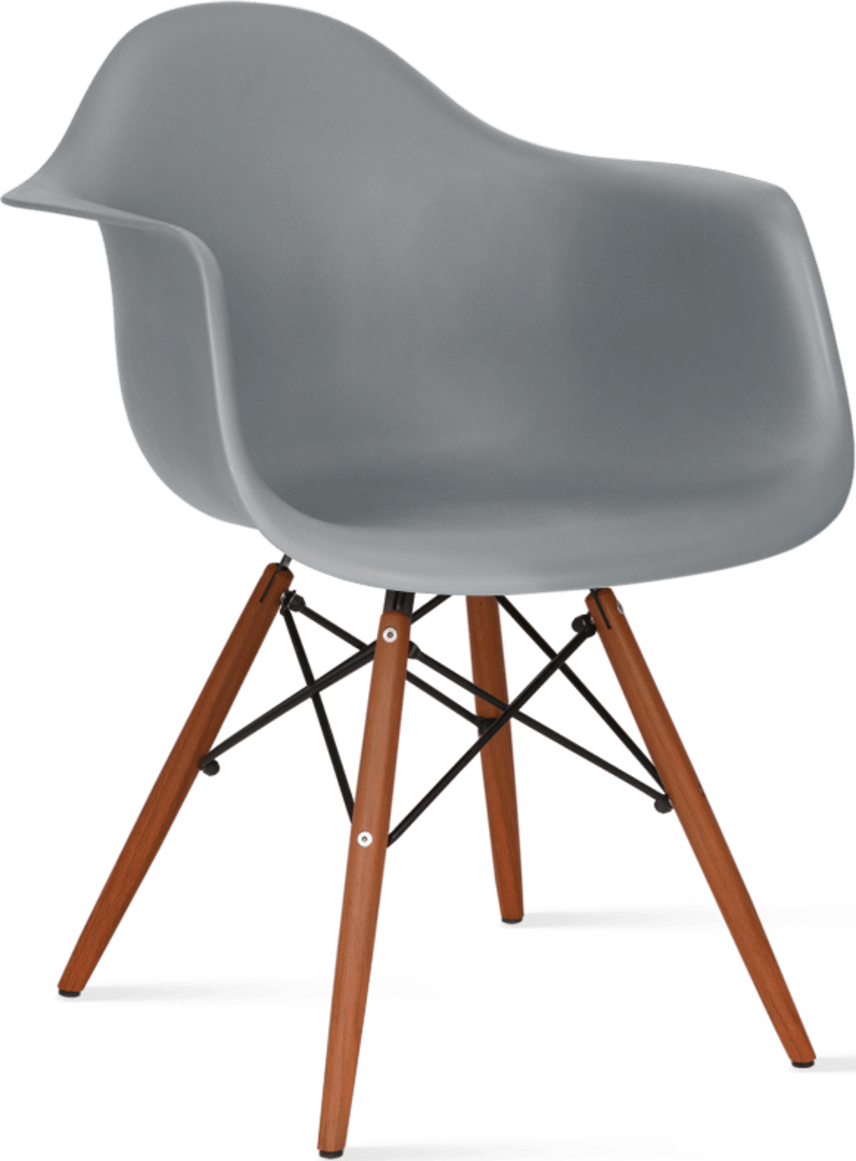 DAW Style Plastic Dining Chair Moss Grey/Dark Wood image.