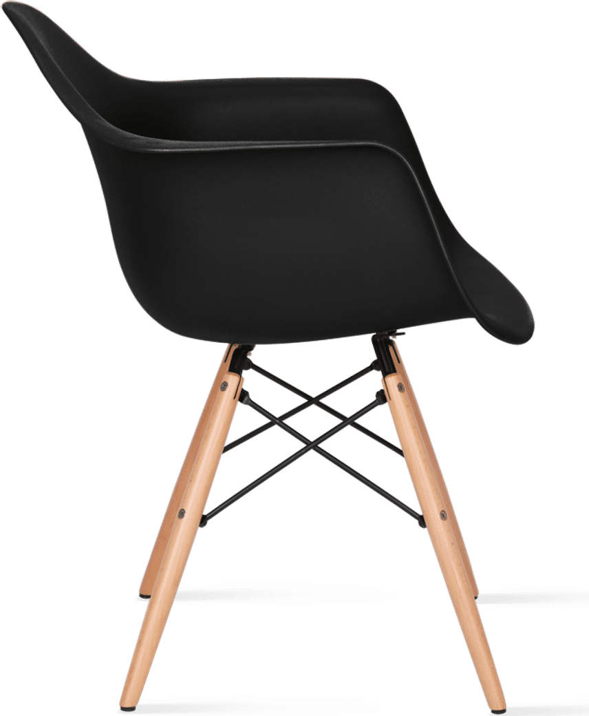 DAW Style Plastic Dining Chair Black/Light Wood image.