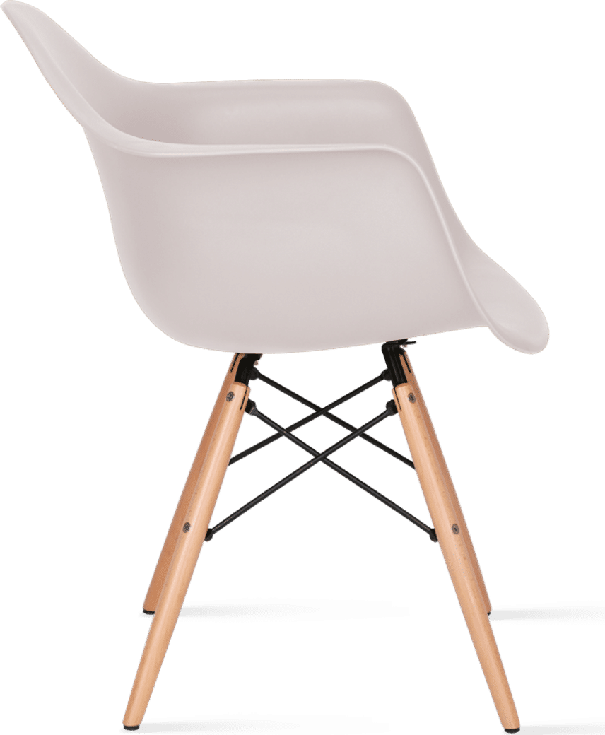 DAW Style Plastic Dining Chair Cream/Light Wood image.