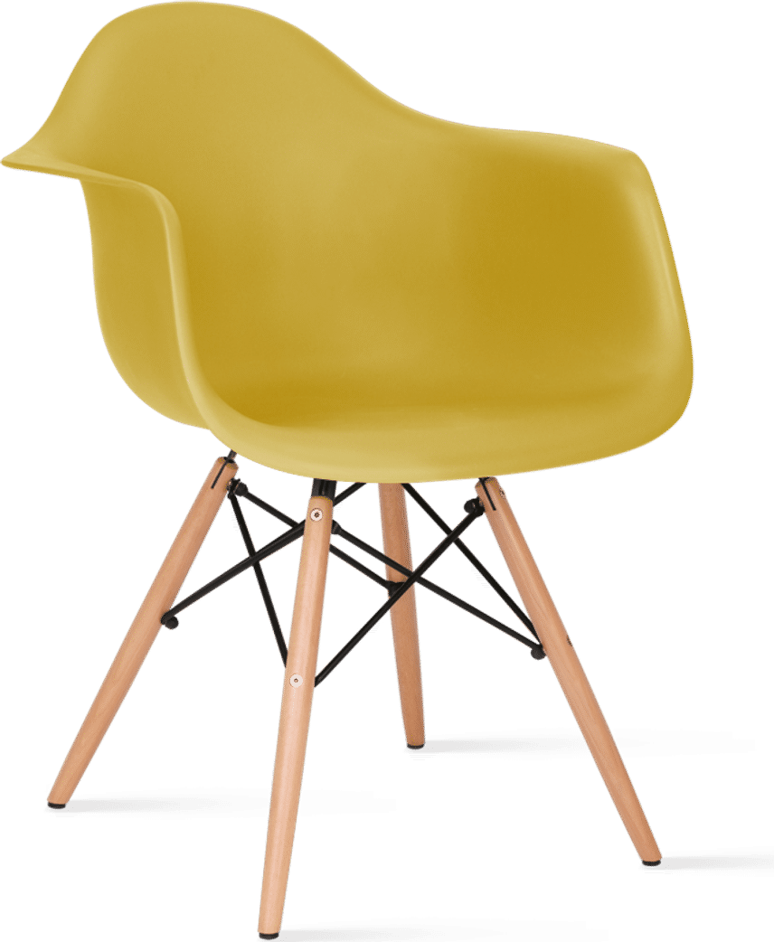 Chaise à manger en plastique de style DAW Mustard/Light Wood image.