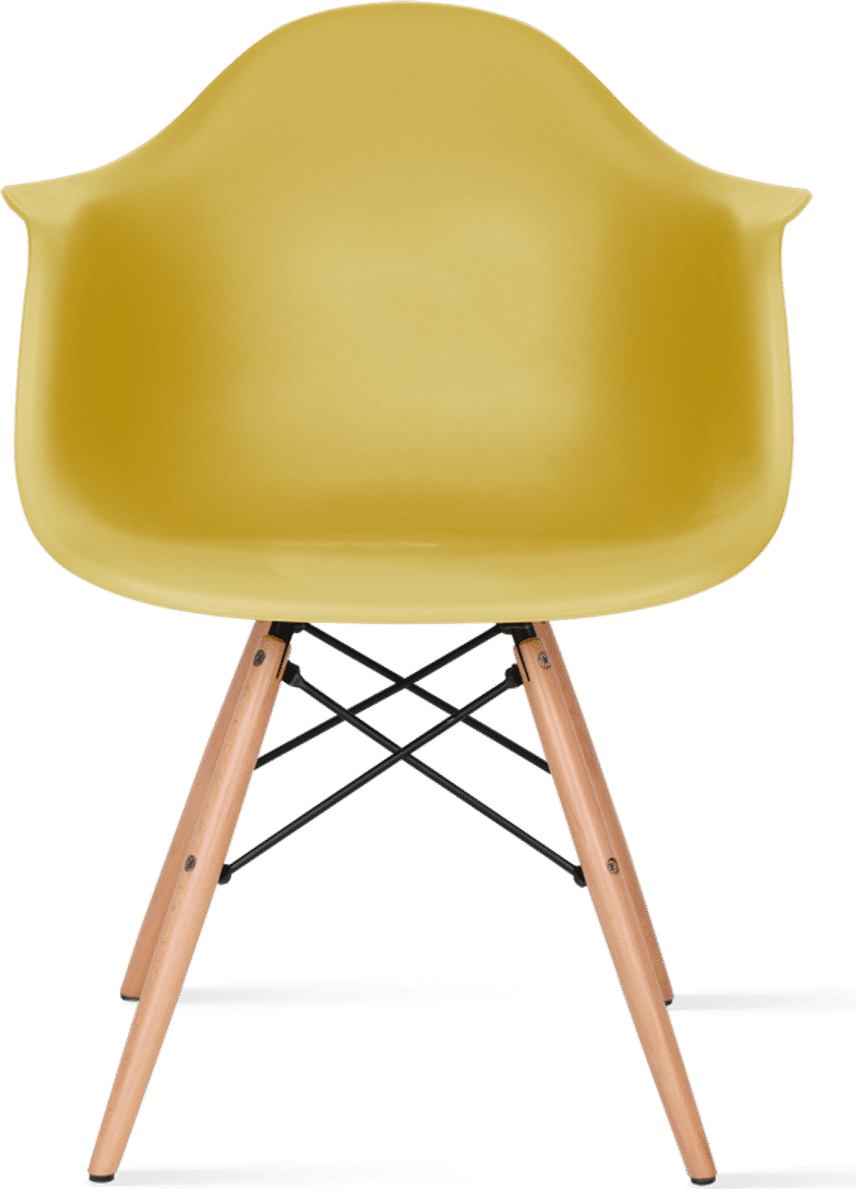 DAW Style Plastic Dining Chair Mustard/Light Wood image.