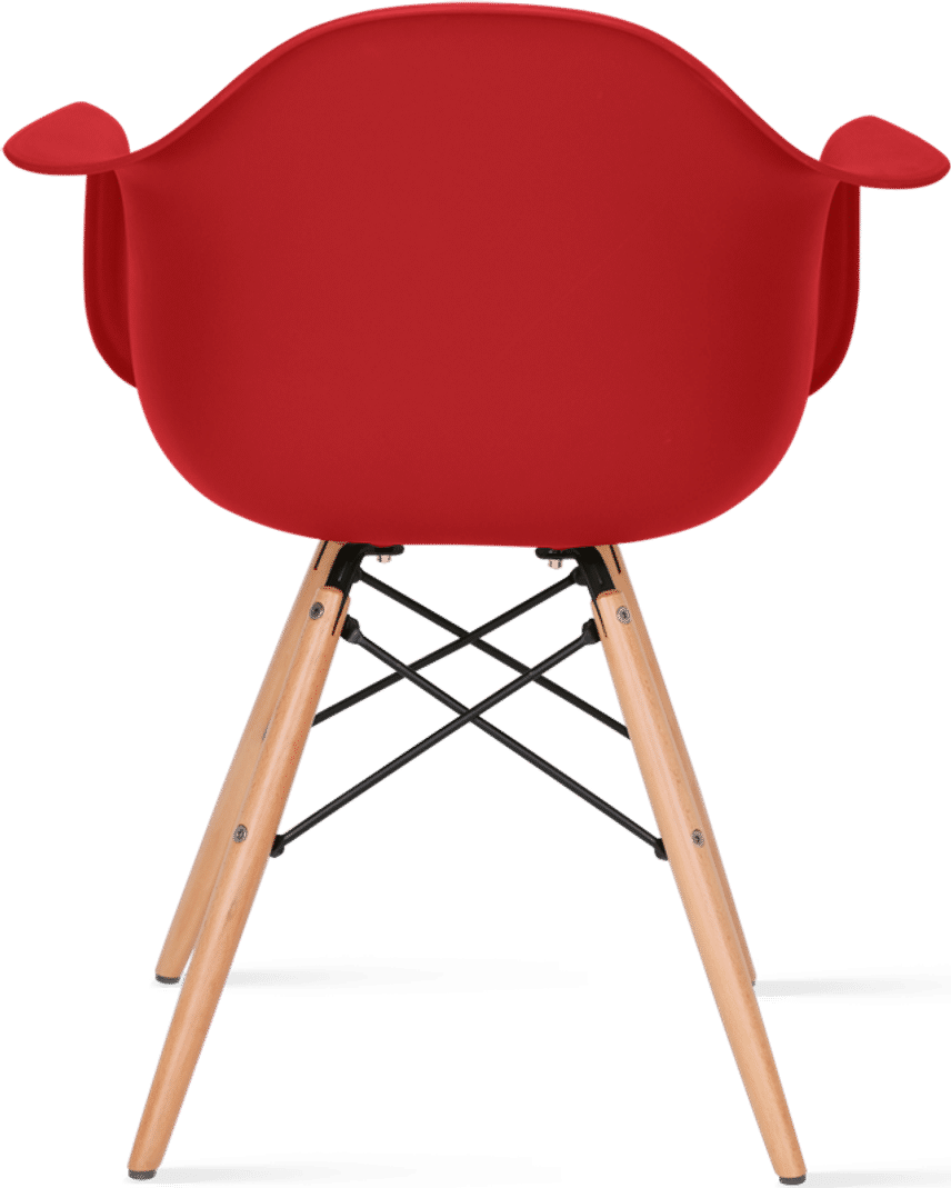 DAW Style Plastic Dining Chair Red/Light Wood image.