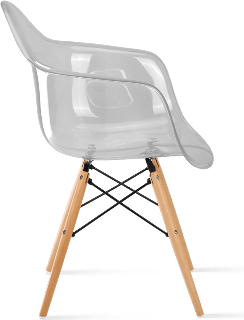 Gjennomsiktig stol i DAW-stil Grey Transparent/Light Wood image.