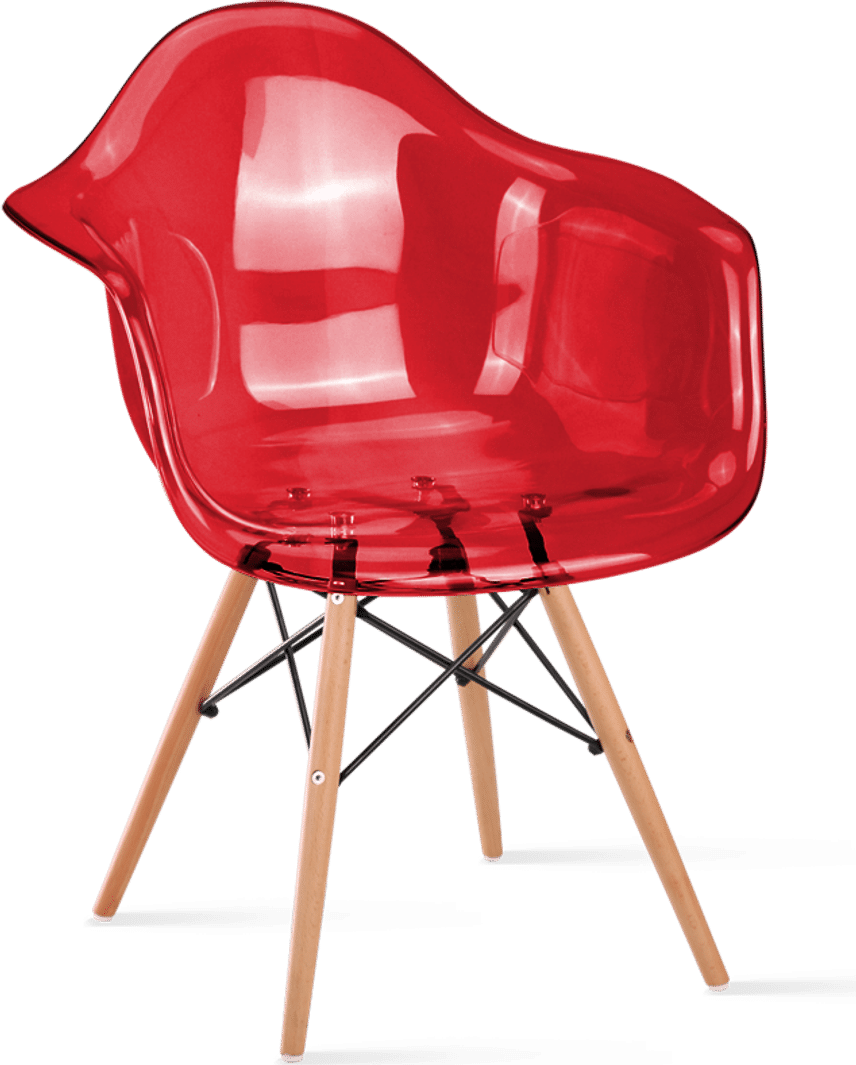 Gjennomsiktig stol i DAW-stil Red/Light Wood image.
