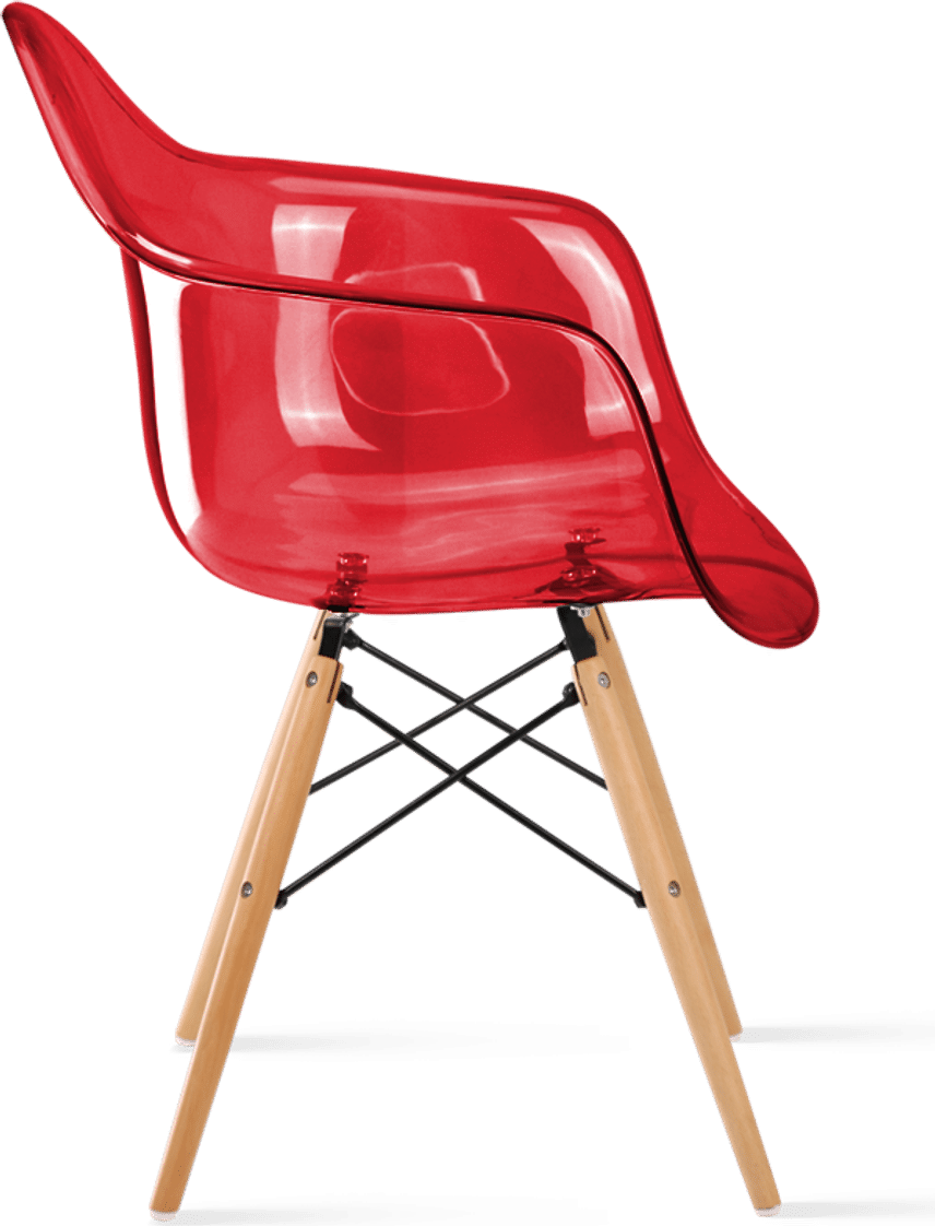 Gjennomsiktig stol i DAW-stil Red/Light Wood image.