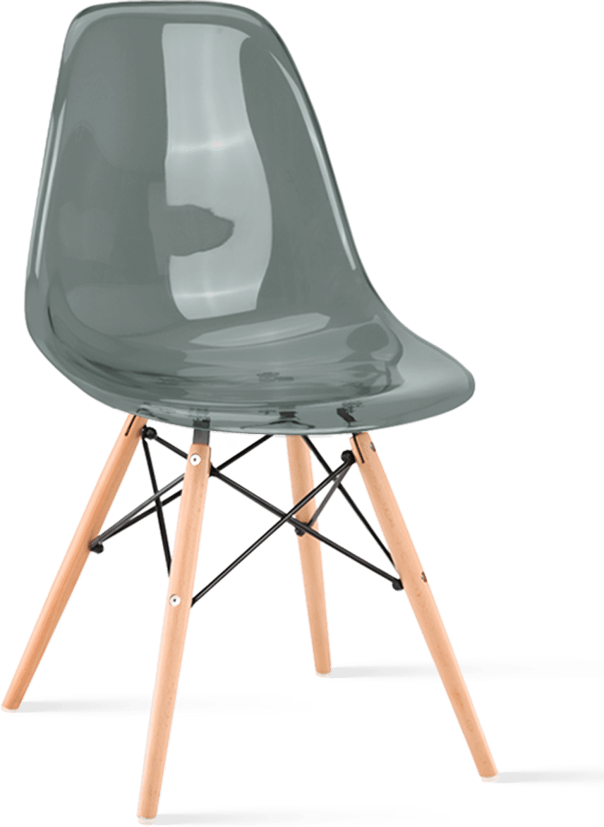 DSW Style Transparent Chair Moss Grey/Light Wood image.