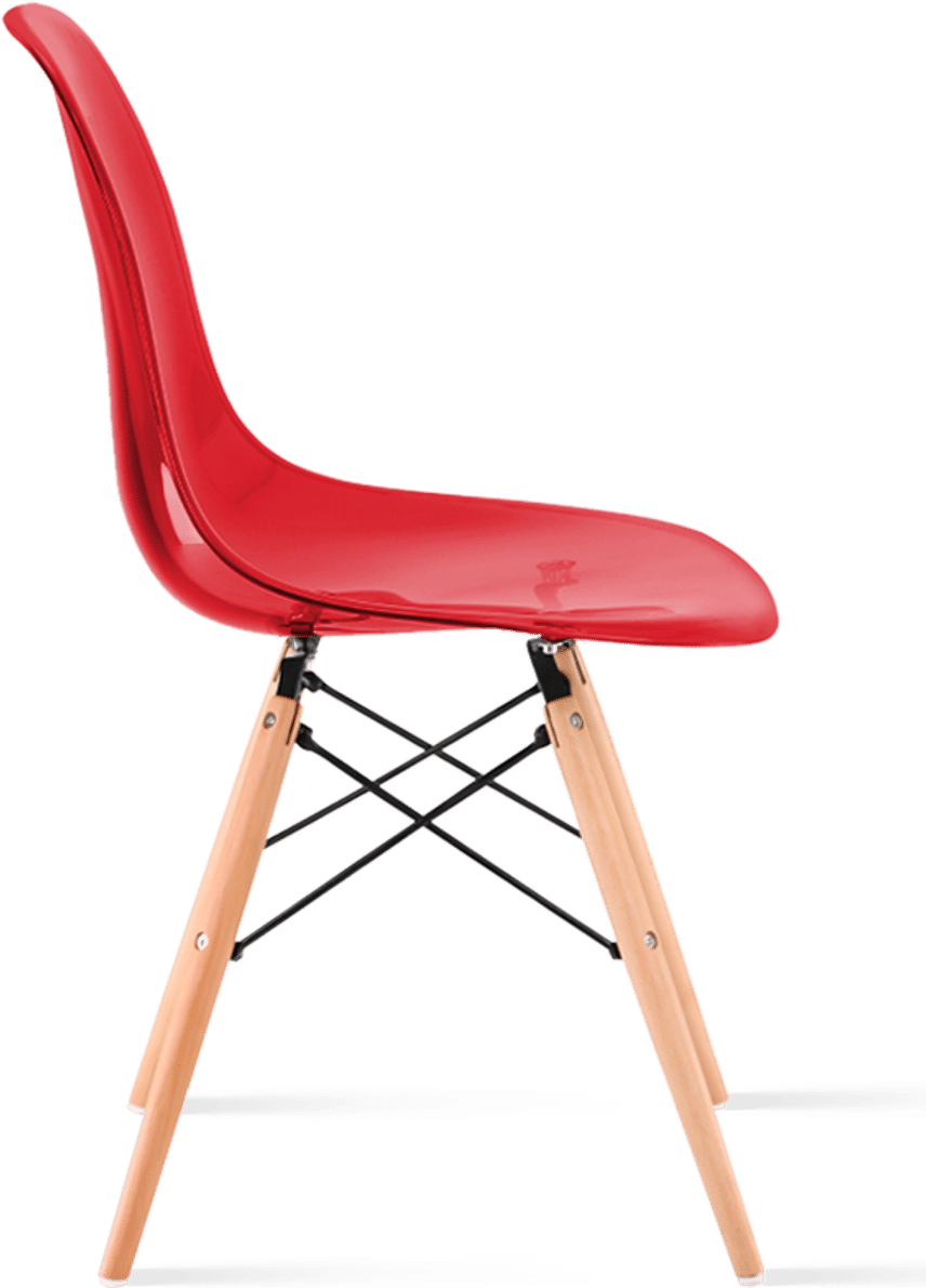 Gjennomsiktig stol i DSW-stil Red/Light Wood image.