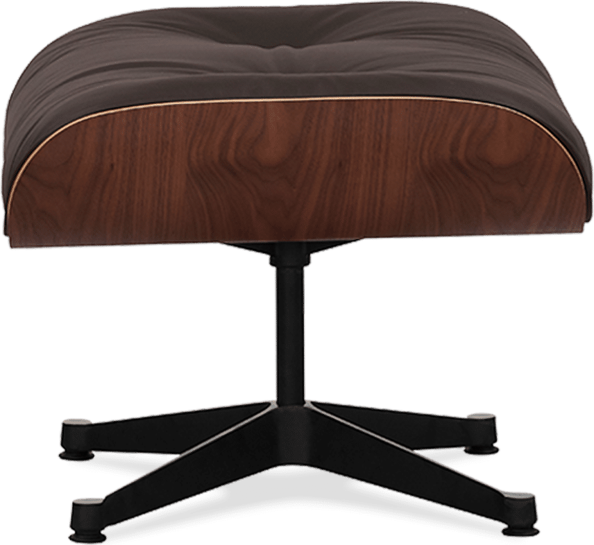 Eames Style Lounge Chair 670 Stool Italian Leather/Mocha/Walnut image.