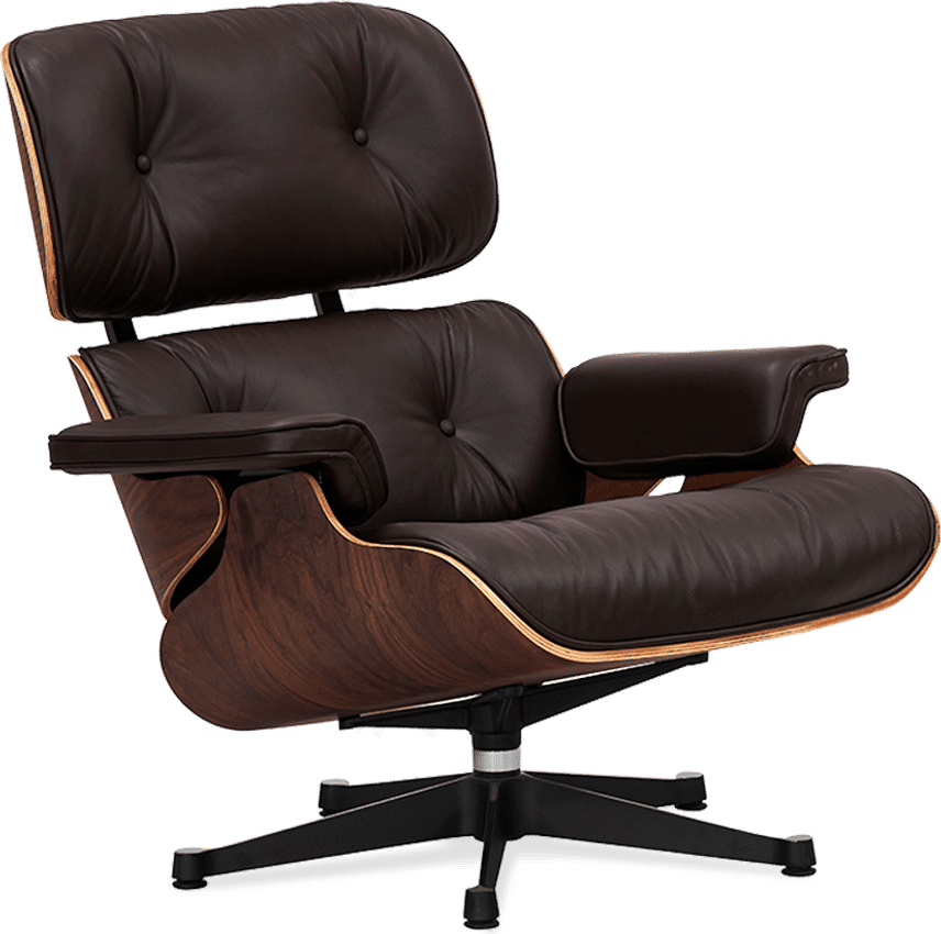 Eames Style Lounge Chair 670 Italian Leather/Mocha/Walnut Veneer image.
