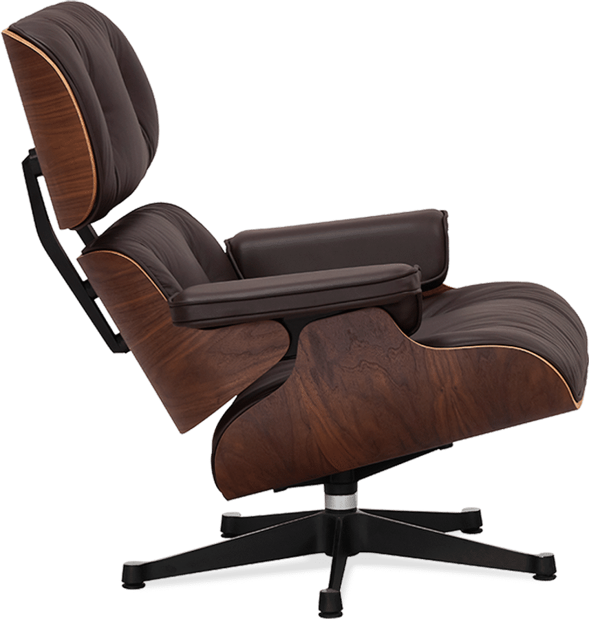 Eames Style Lounge Chair 670 Italian Leather/Mocha/Walnut Veneer image.
