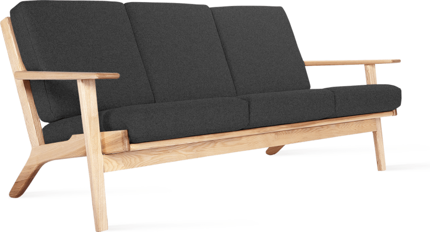 GE 290 Plank 3 Seater Sofa Charcoal Grey/Ash Wood image.