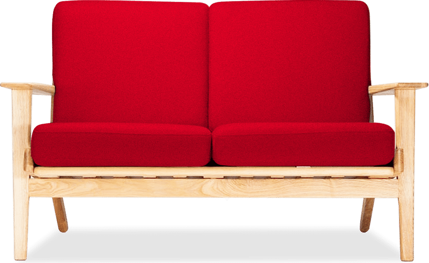 GE 290 Plank Loveseat 2 Seater Sofa Deep Red/Ash Wood image.