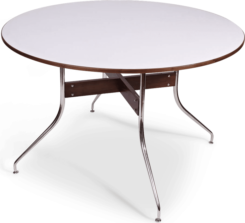 Swag Leg Round Dining Table  White image.
