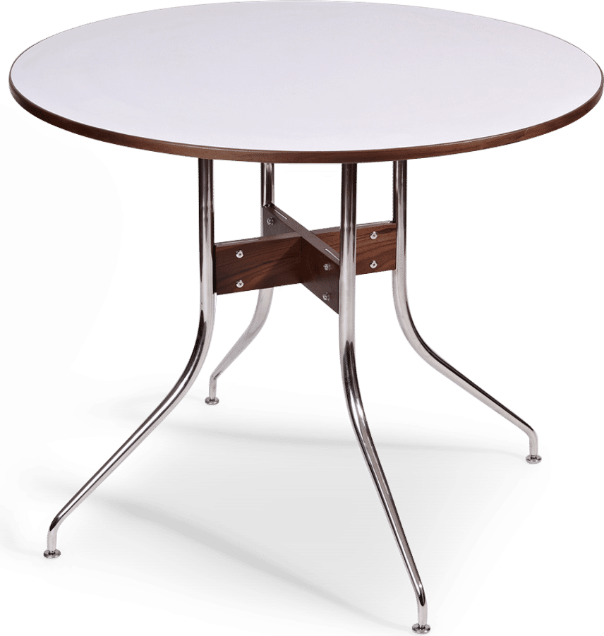 Table à manger à pieds mobiles White image.