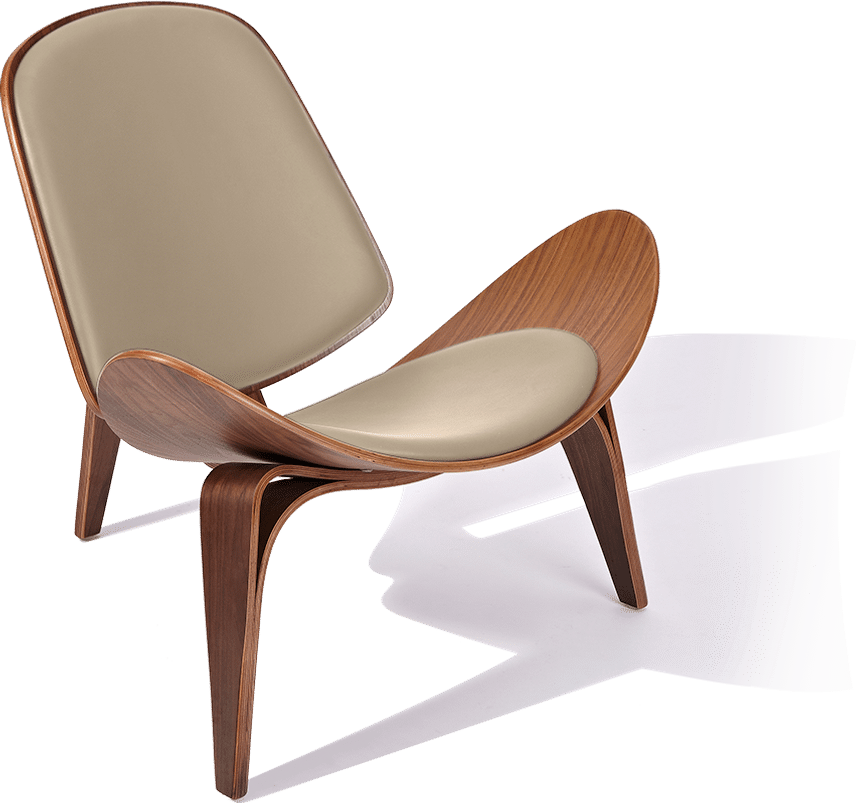 Shell Chair (CH07) Italian Leather/Beige/Rosewood image.