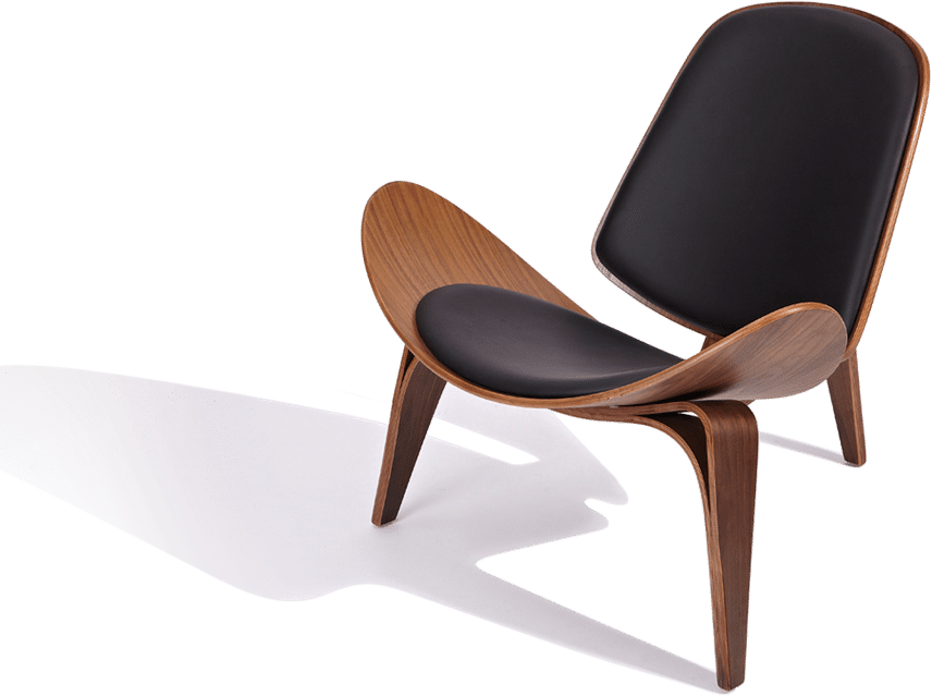 Shell Chair (CH07) Italian Leather/Black/Rosewood image.