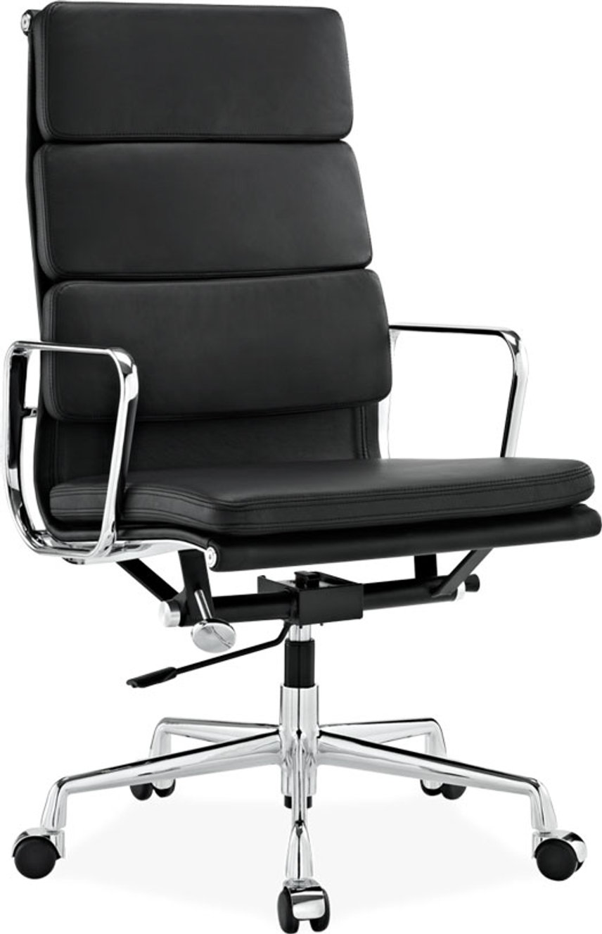 Eames Style Office Chair EA219 Leather Black image.