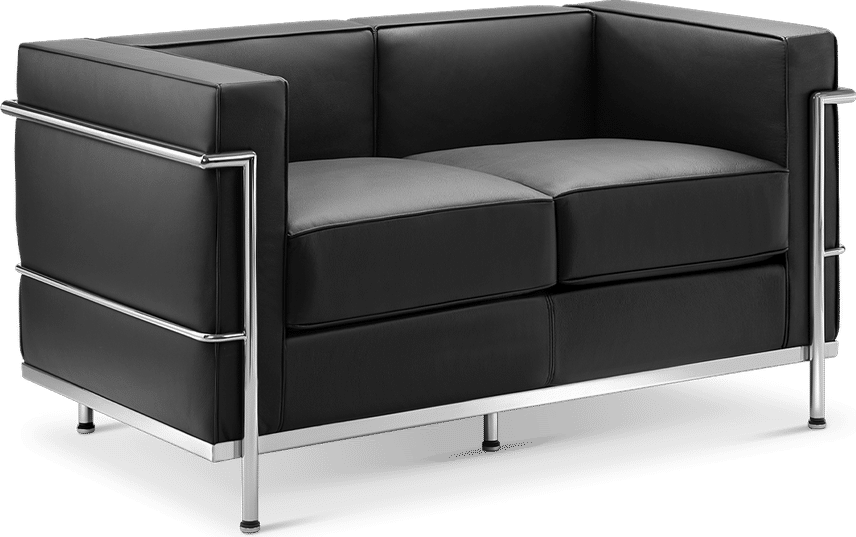 LC2 Style 2 Seater Sofa Black image.