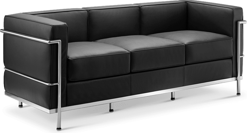LC2 Style 3 Seater Sofa Black image.