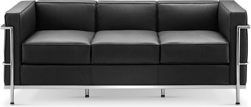 LC2 Style 3 Seater Sofa Black image.