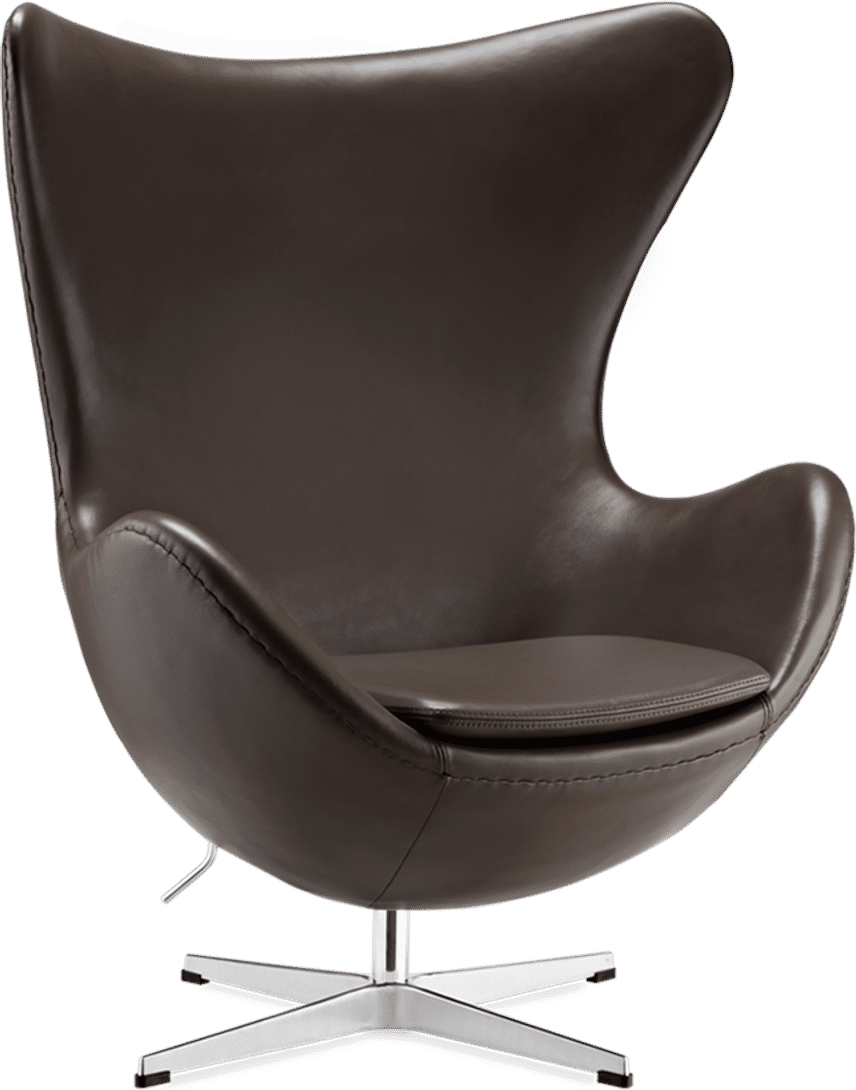Le fauteuil à oeufs Premium Leather/With piping/Mocha image.