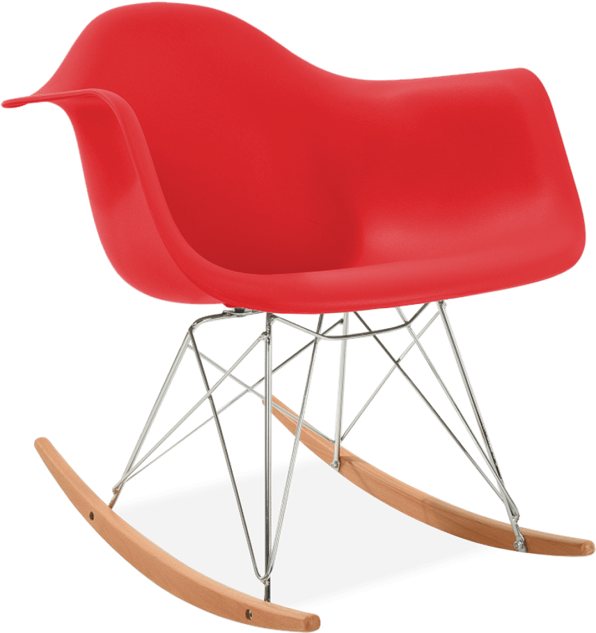 Chaise à bascule en plastique de style RAR Red/Light Wood image.