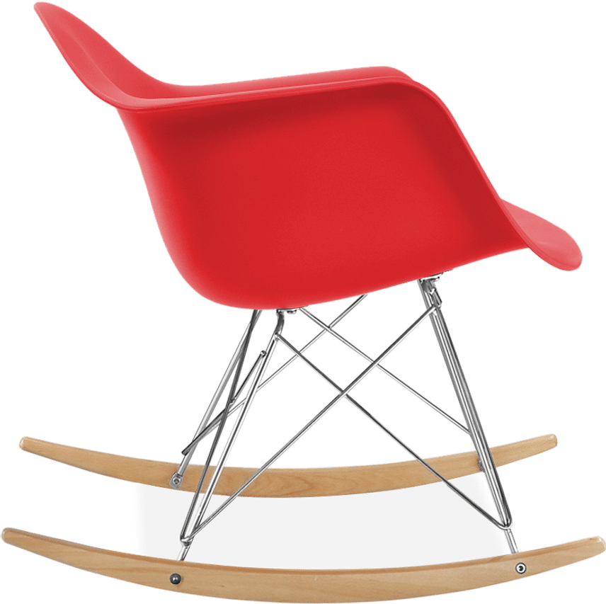 Chaise à bascule en plastique de style RAR Red/Light Wood image.