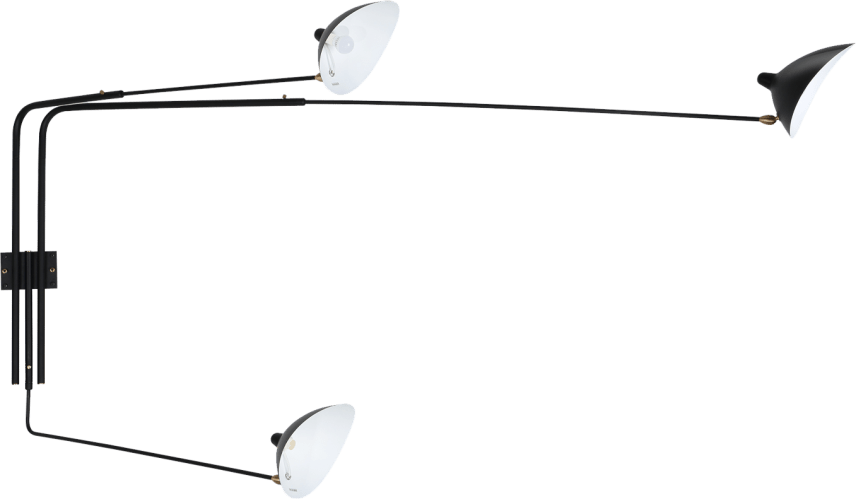 Serge Mouille Three - Arm Wall Lamp Black image.