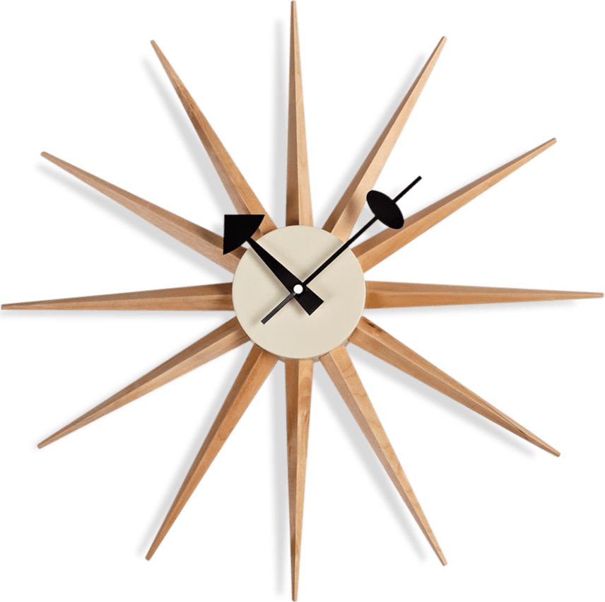 Starburst Style Clock Light Wood image.