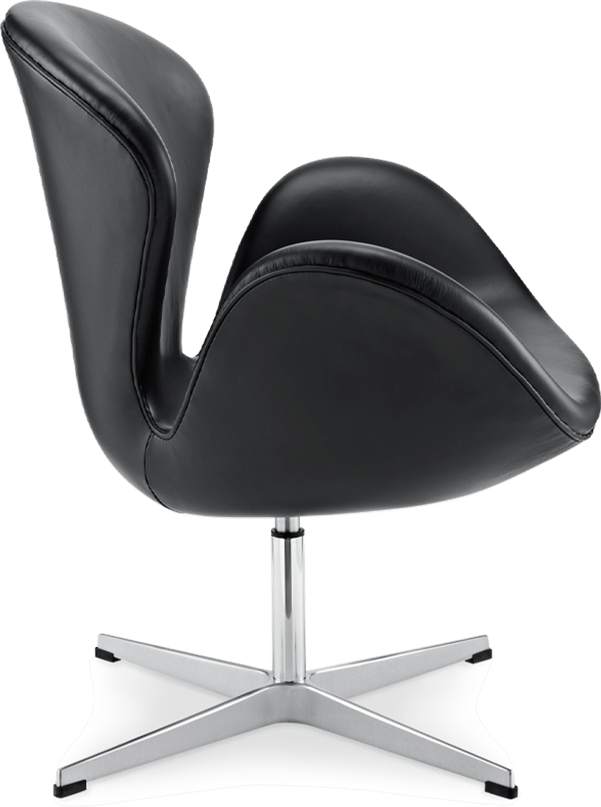The Swan Chair  Premium Leather/With piping/Black  image.