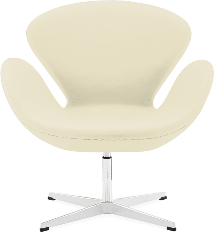 The Swan Chair  Premium Leather/Without piping/Cream image.