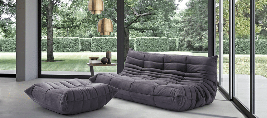 Divano lounge in stile comfort Charcoal Grey Alcantara/Alcantara image.