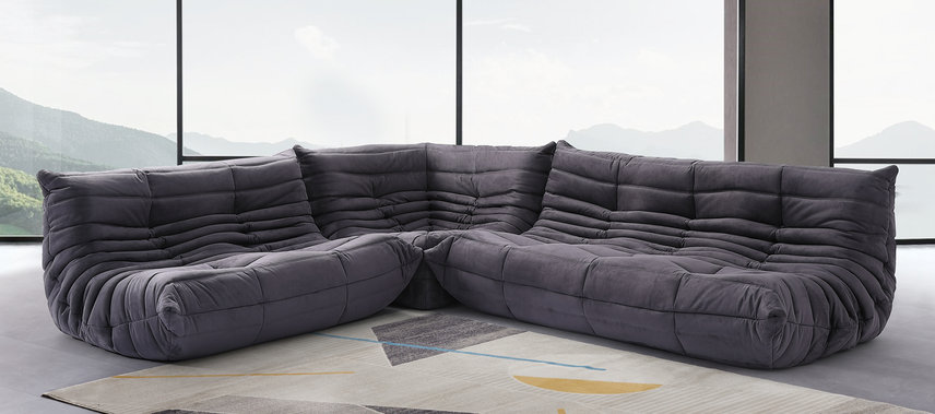 Comfort Style Curve Sofa Charcoal Grey Alcantara/Alcantara image.