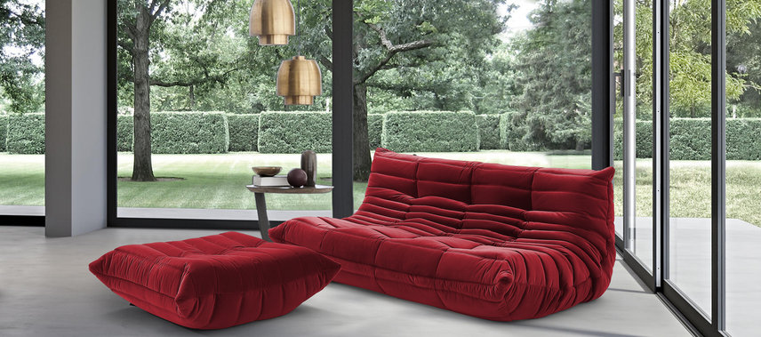 Comfort Style 3-Seater Sofa Dark Red Velvet/Velvet image.