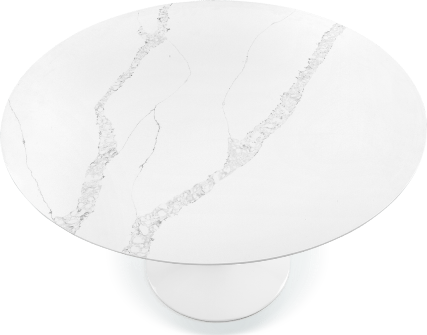 Tulip Round Dining Table - White Marble White Quartz 160/120 CM image.