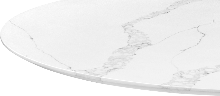 Tulip Round Dining Table - White Marble White Quartz 160/120 CM image.