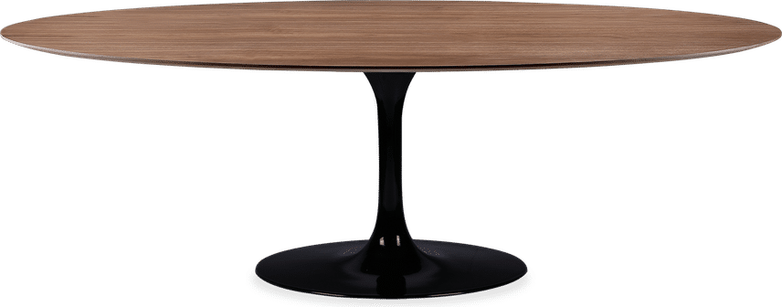 Mesa de comedor ovalada estilo tulipán Walnut Veneer/Black image.