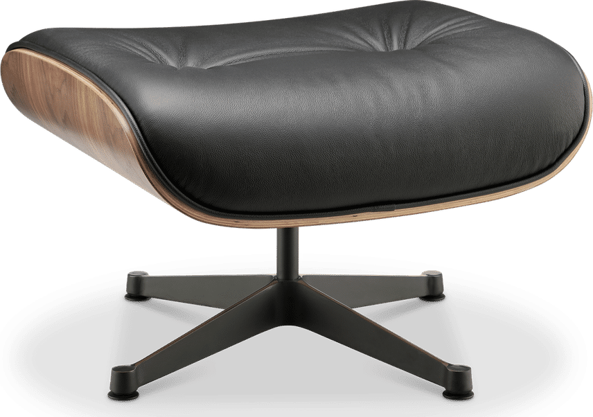 Eames Style Lounge Chair 670 Stool Italian Leather/Black/Walnut image.
