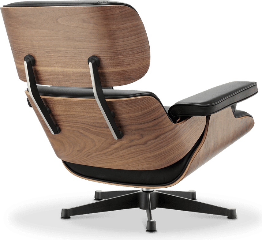 Eames Style Lounge Chair 670 Premium Leather/Black/Walnut Veneer image.