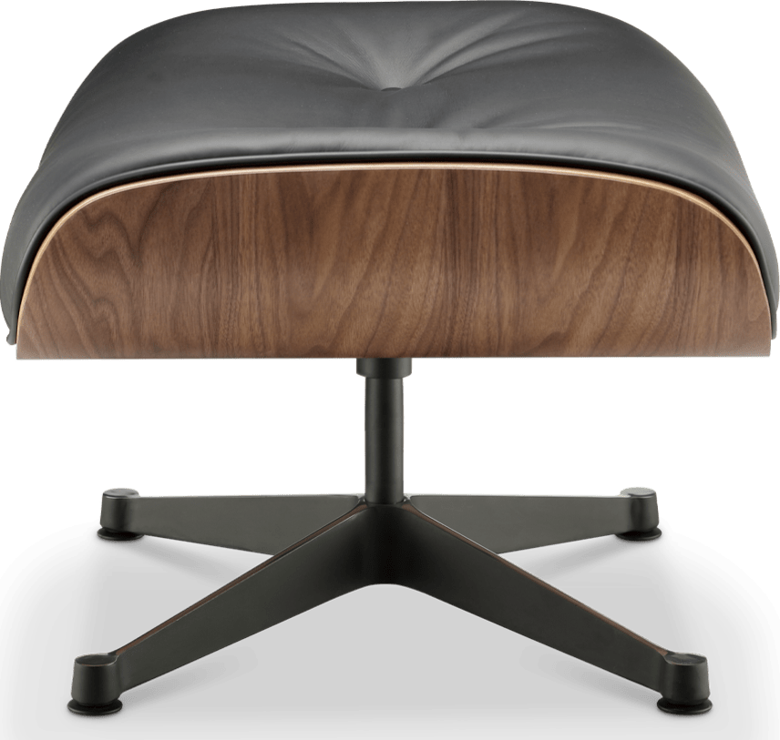 Eames Style Lounge Chair 670 Stool Premium Leather/Black/Walnut image.